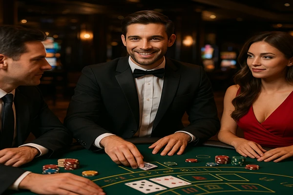 বর্ণিল স্লট মেশিনগুলোর সঙ্গে আলোয় সম্পূর্ণ ভরে থাকা এই গেমিং পরিবেশ